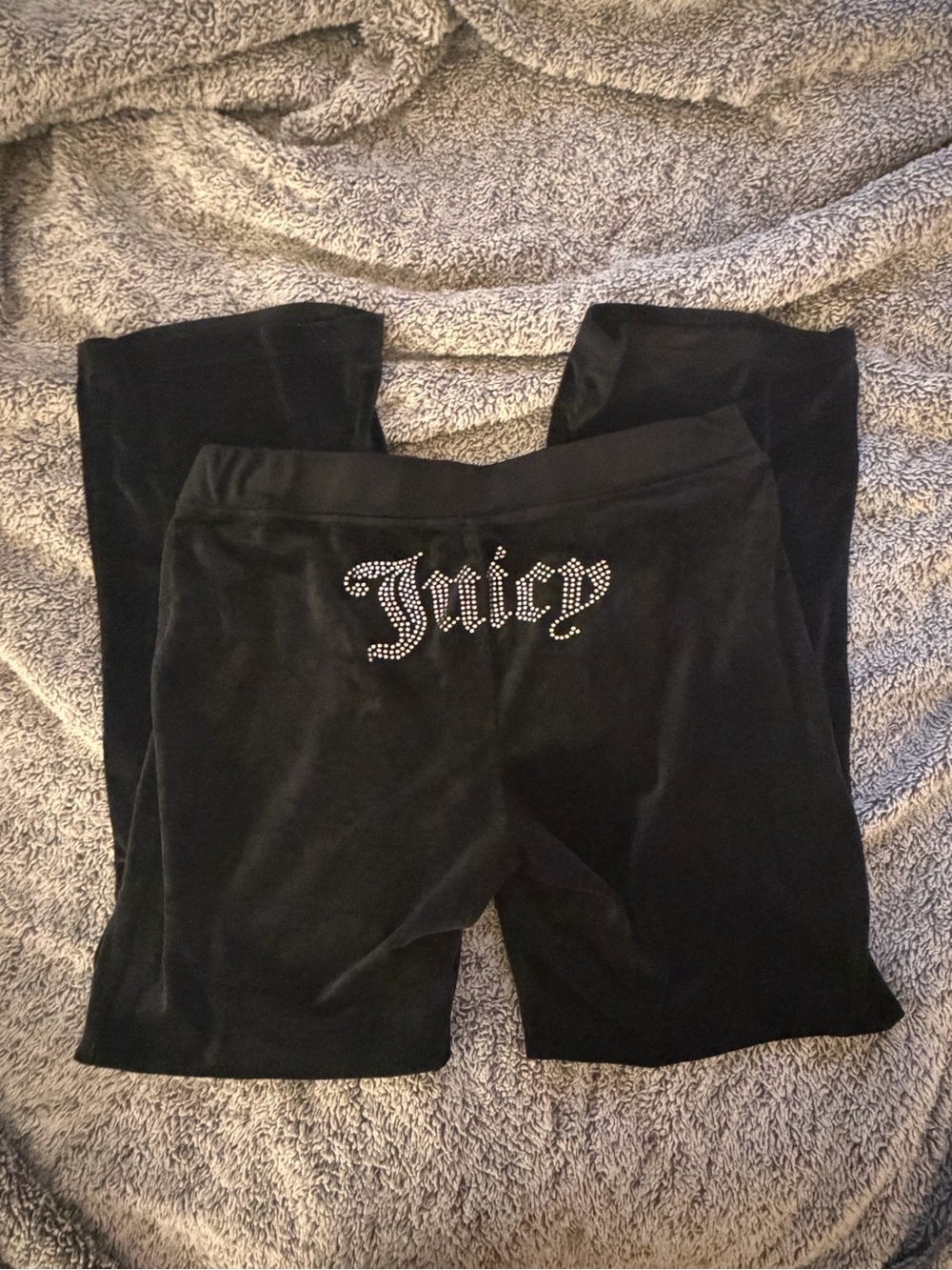 Juicy Couture Black Velour Rhinestone Logo Joggers - Kids